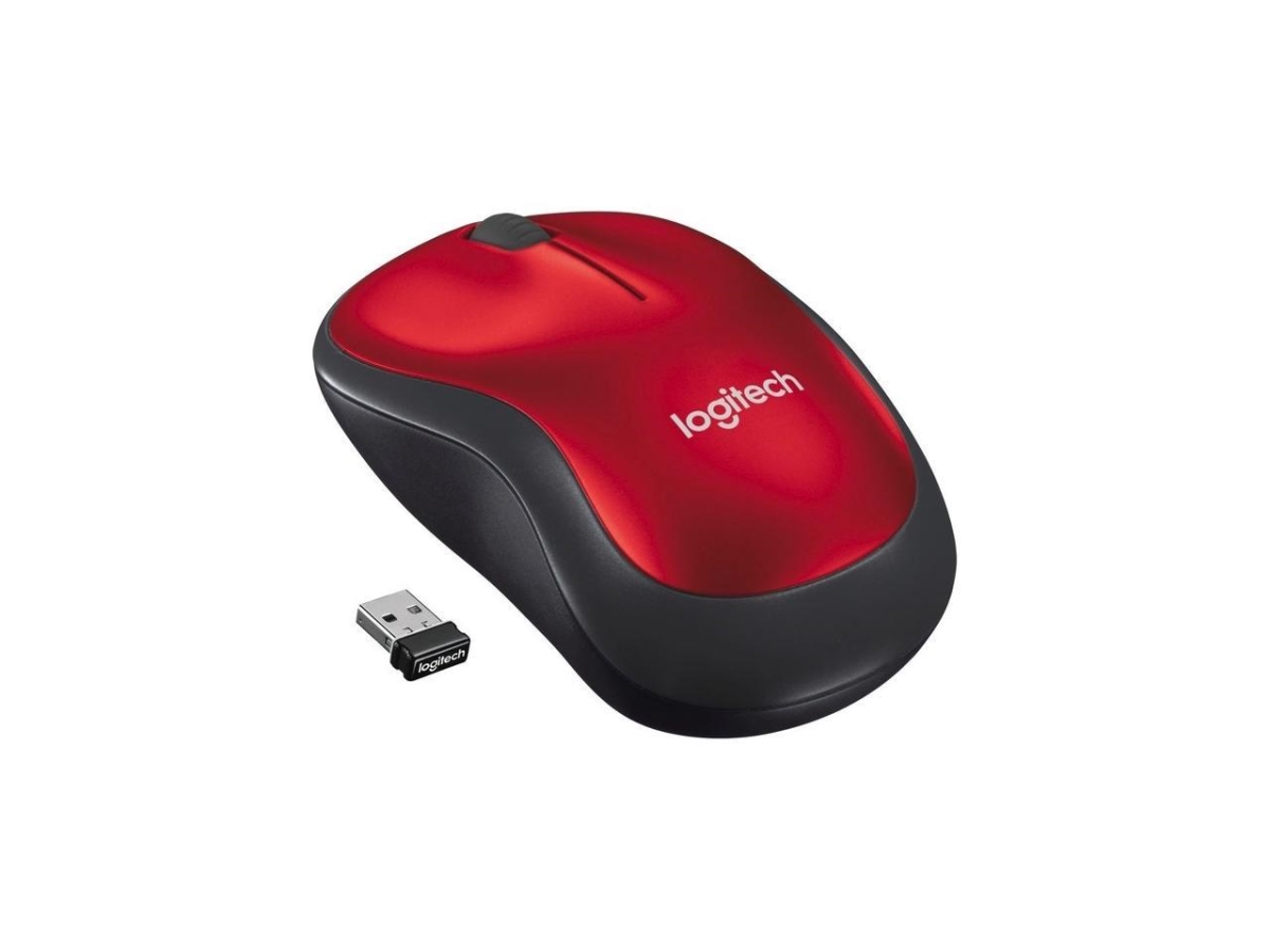 Logitech 910-003635 Plug N Play M185 Comfort Wireless Mouse, Red