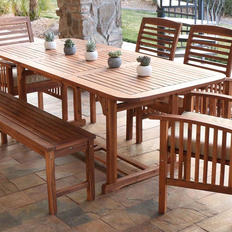 Fine-line Acacia Wood Patio Butterfly Table, Brown