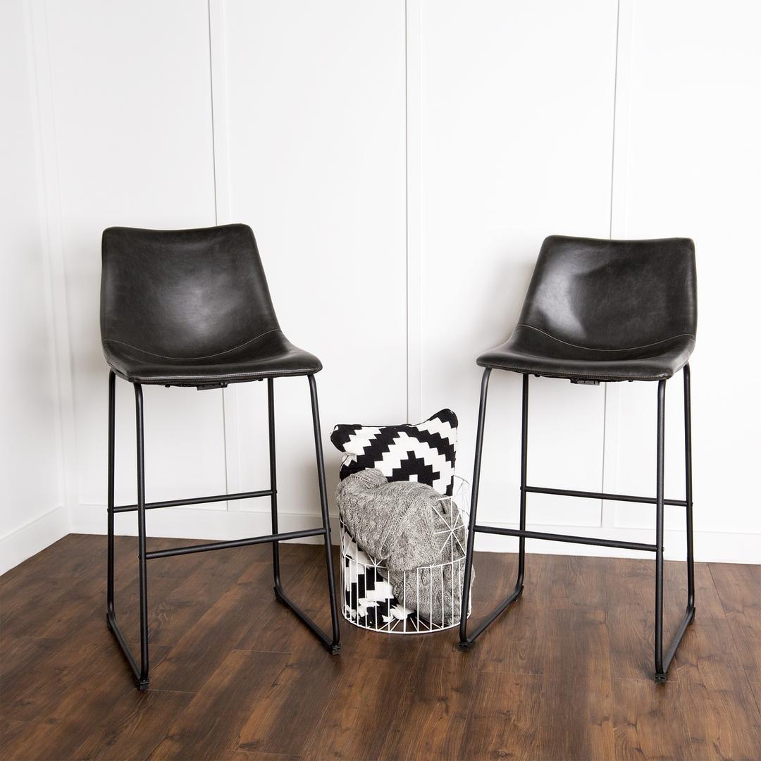 Photo 1 of 2-pc. Faux Leather Kitchen Barstools