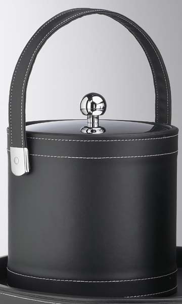 SharpTools Stitched Black 3 Quart Stitched Ice Bucket with Stitched Handle and Metal Cover