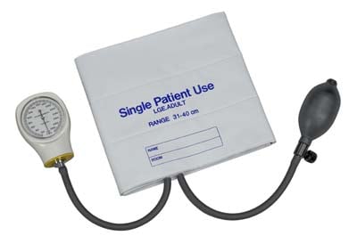 Mabis 06-148-196 Single-Patient Use Sphygmomanometer - Large Adult White -  Box of 5