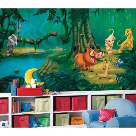 RoomMates JL1253M Lion King Chair Rail Prepasted Mural 6 ft. x 10.5 ft. - Ultra-strippable