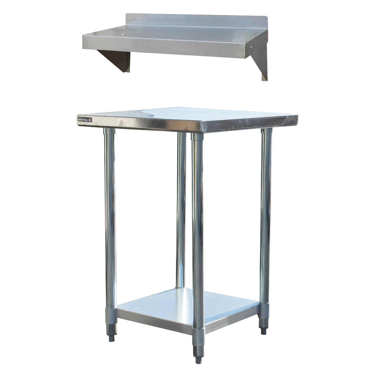 Sportsman Series SSWSET24 24 in. Stainless Steel Work Station with Workbench Table & Utility Shelf - 24 in. - Silver
