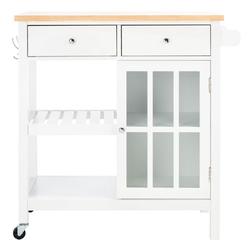 Safavieh KCH8703B Locklyn 1 Door 2 Drawer 2 Shelf Kitchen Cart&#44; White & Natural