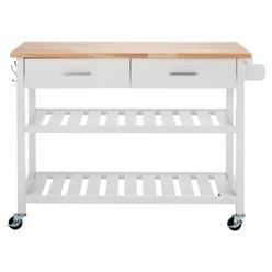Safavieh KCH8704A Kiko 2 Drawer 2 Shelf Kitchen Cart&#44; White & Natural