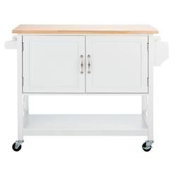 Safavieh KCH8705A Kesler 2 Door 1 Shelf Kitchen Cart&#44; White & Natural