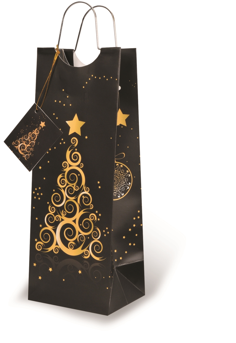 Wrap-Art 17525 Enchanting Christmas Printed Papper Bag with Metal Rope Handle