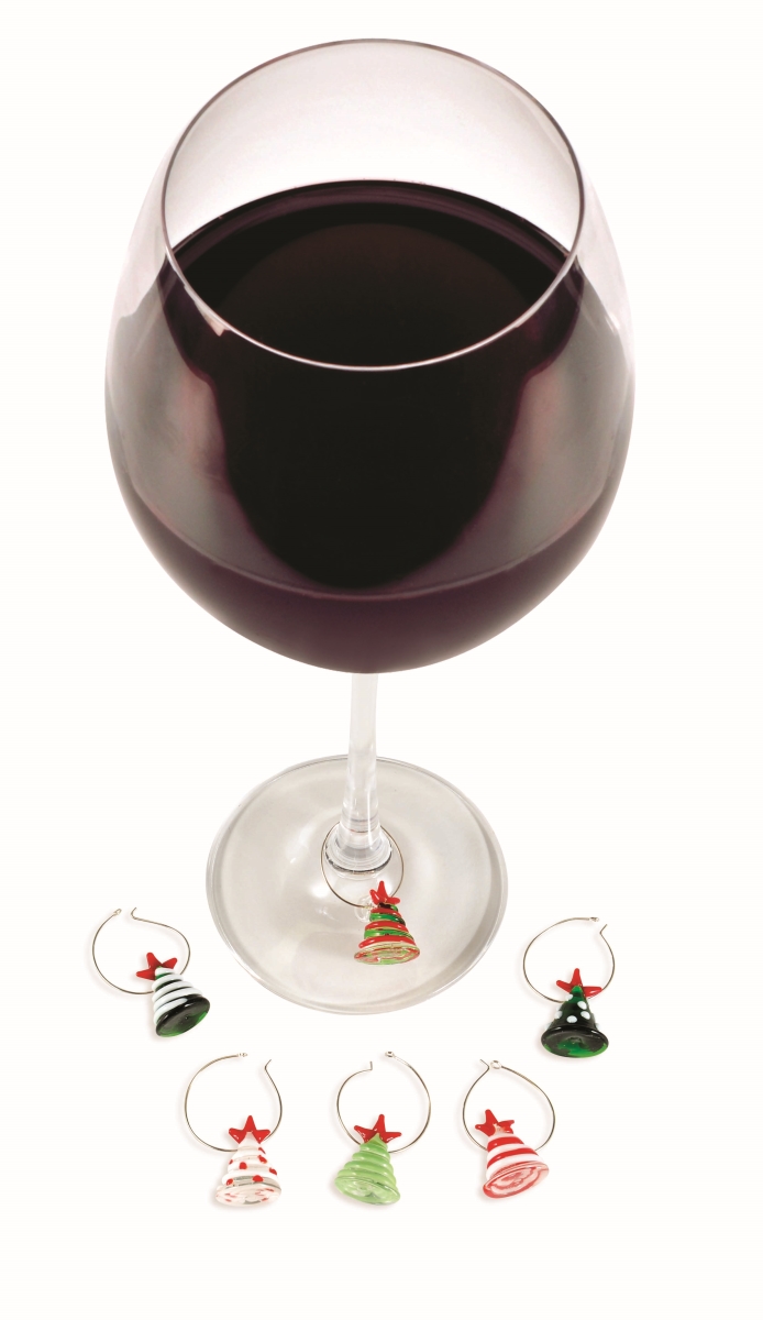 Wrap-Art 26638 Wine Charms - Glass Christmas Trees