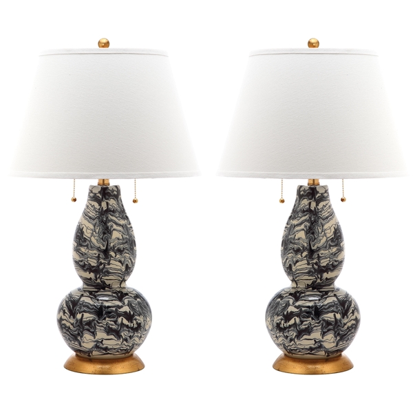 Safavieh LITS4159A Color Swirls Glass Table Lamp- Black & White - 32 x 17 x 17 in.