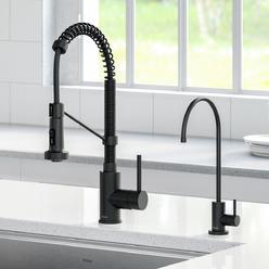 Daniel Kraus Kraus KPF-1610-FF-100MB Bolden Commercial Style Pull-Down Kitchen Faucet & Purita Water Filter Faucet Combo&#44; Matte Black