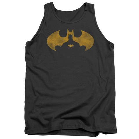 Trevco Batman-Bat Symbol Knockout - Adult Tank Top - Charcoal- Large