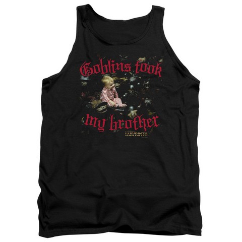 Trevco Labyrinth-Goblins Took My Brother Adult Tank Top- Black - XL