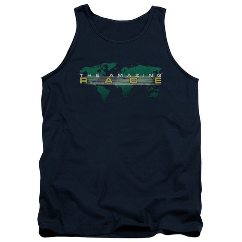 Trevco Amazing Race-Around The World - Adult Tank Top - Navy- Extra Large