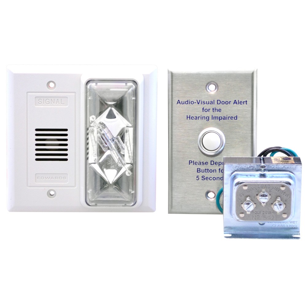 Harris Communications HC-HW-DBSY Loud Alarm - Strobe Doorbell Signaler with Button & Transformer