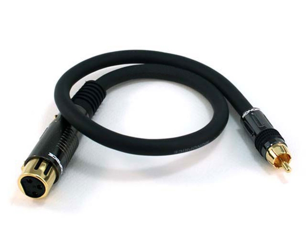 Monoprice 4783 1.5 ft. Premier Series XLR Female to RCA Male 16AWG Cable- Gold Plated