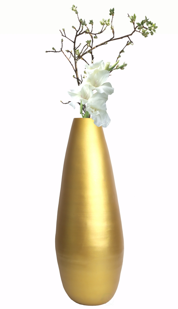 Uniquewise QI003354G.L Spun Bamboo Modern Tall Floor Vase&#44; Gold Metallic