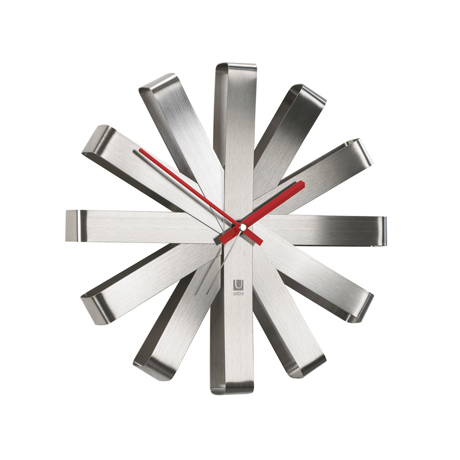Umbra 118070-590 12 in. Ribbon Wall Clock, Stainless Steel