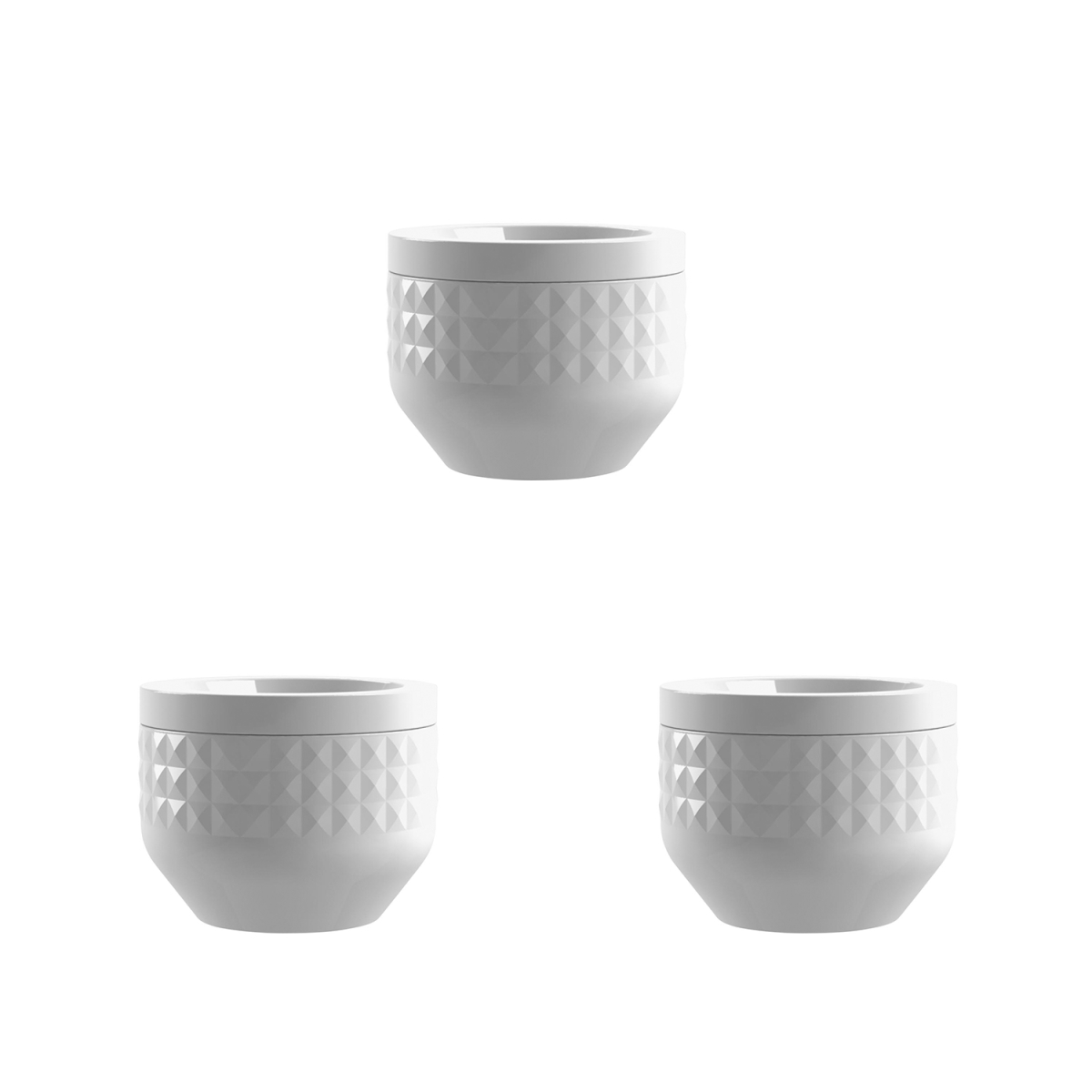 Tarhong CPDMSJ1040CW Diamond Stoneware Canister - Stoneware - Small - Set of 3