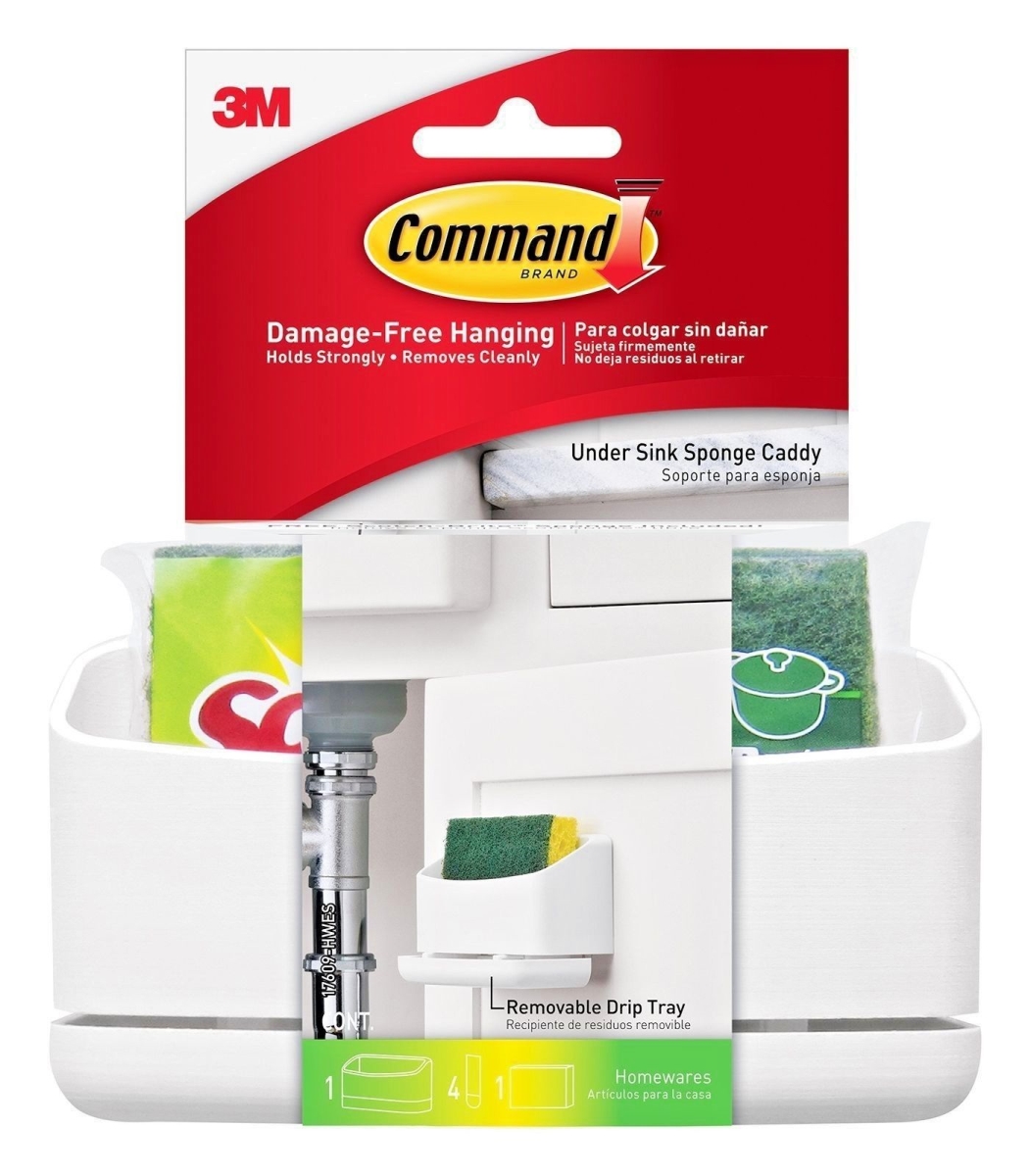 3M 243705 Command Under The Sink Sponge Caddy  White Pack of 2