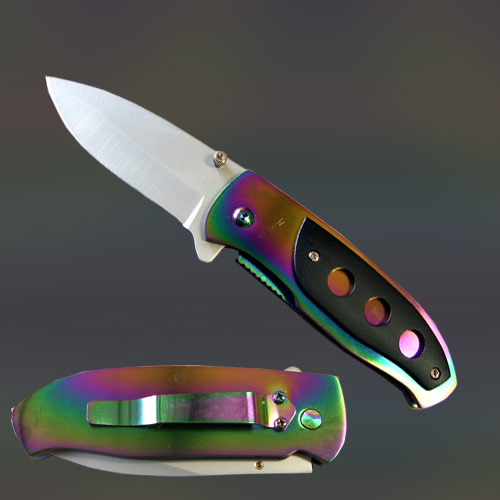 EdgeWork BF-010264C-BK 4.5 in. Rainbow Folding Knife - Black
