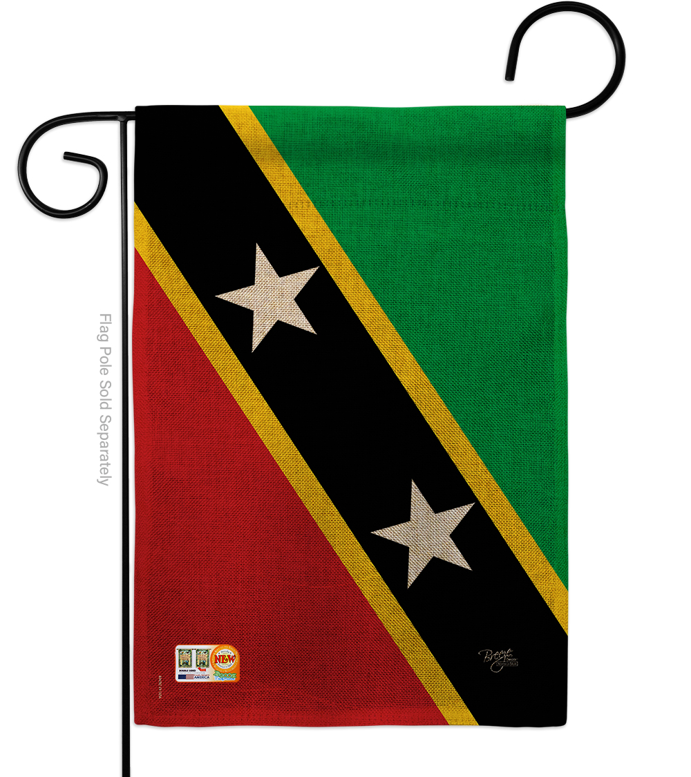 Breeze Decor BD-CY-G-108345-IP-DB-D-US15-BD 13 x 18.5 in. Saint Kitts and Nevis Burlap Flags of the World Nationality Impressions Decorative