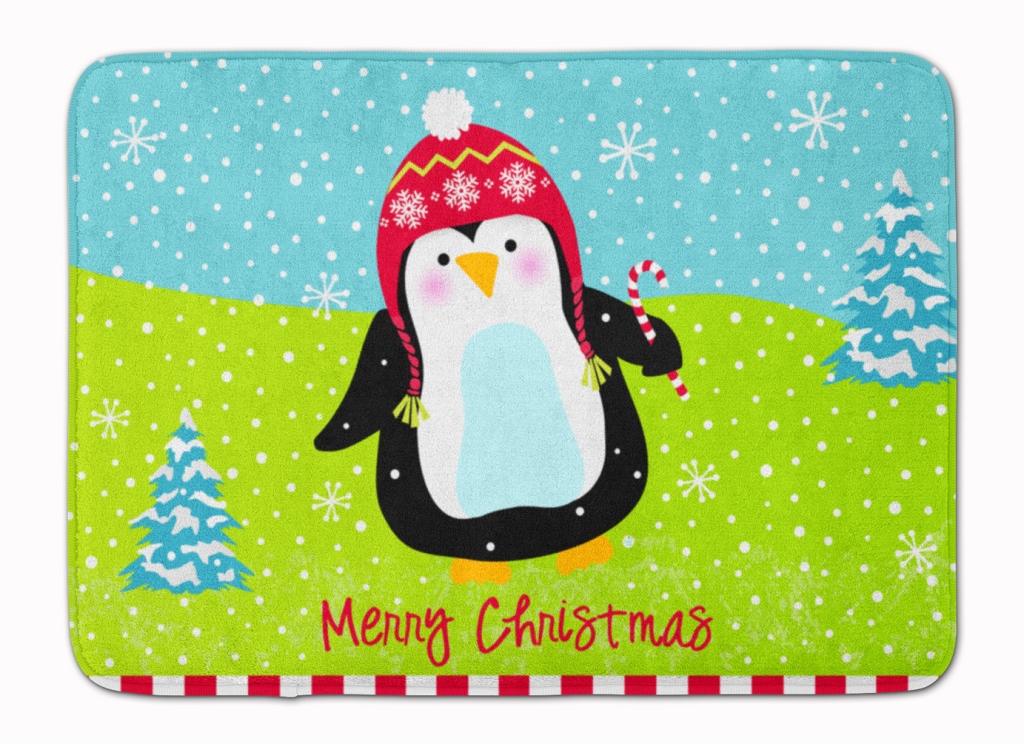 Caroline's Treasures VHA3015RUG Merry Christmas Happy Penguin Machine Washable Memory Foam Mat