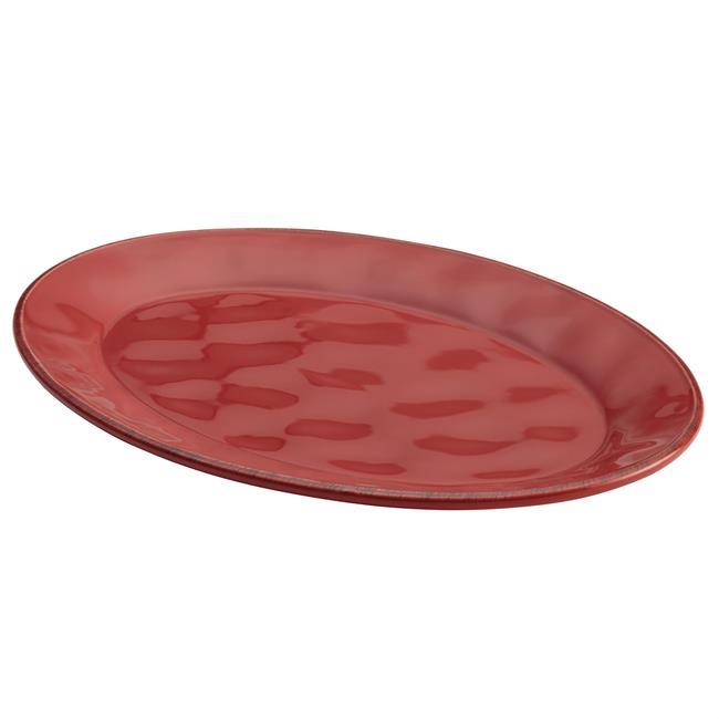 Rachael Ray 57401 Cucina Dinnerware 10 X 14 in. Stoneware Oval Platter- Cranberry Red