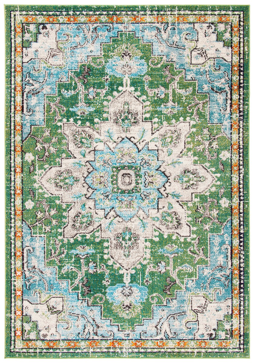 Safavieh MAD473Y-28 Traditional Madison 400 Area Runner Rug&#44; Green & Turquoise - 2 x 8 ft.