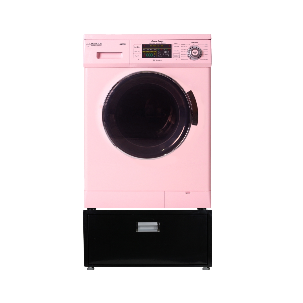 Equator Compact 13 lbs Combination Washer DryerVented/Ventless Dry - Laundry Pedestal with Drawer