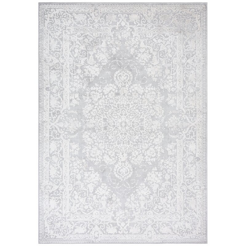Safavieh VGE230F-4 4 x 6 ft. Vogue Traditional Power Loomed Rectangle Rug&#44; Grey & Light Grey