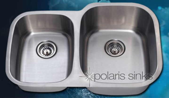 Polaris Sinks Polaris Sink PR305-18 Large Right Bowl Offset Stainless Steel Sink