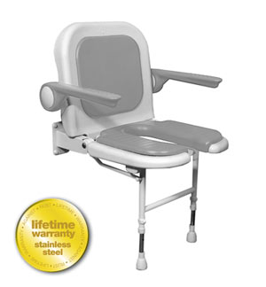 ARC Inc 04260P 4000 Series Shower Seat U-Shaped Padded with Back and Arms - Gray - 23 Inch W
