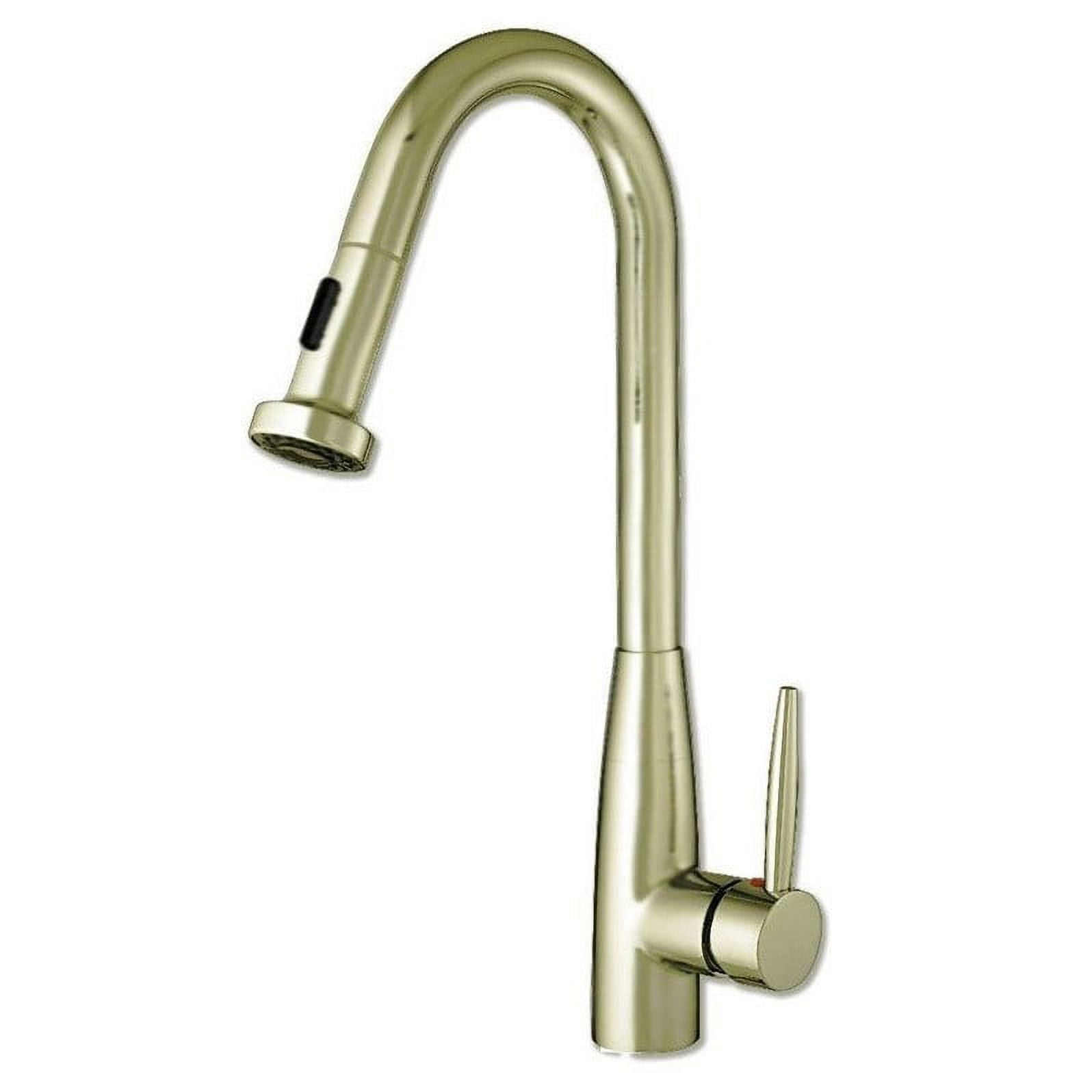 Whitehaus Collection WH2070838-BN JEM Collection Single-Hole & Single-Lever Handle Faucet with a Gooseneck Swivel Spout - Brushed Nickel