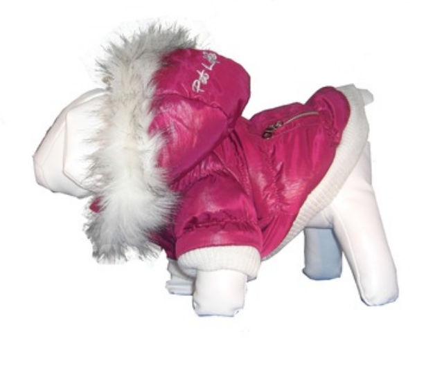 Natural Life Pet Products Pet Life 1PKLG Large Metallic Fashion Parka with Removable Hood - Pink