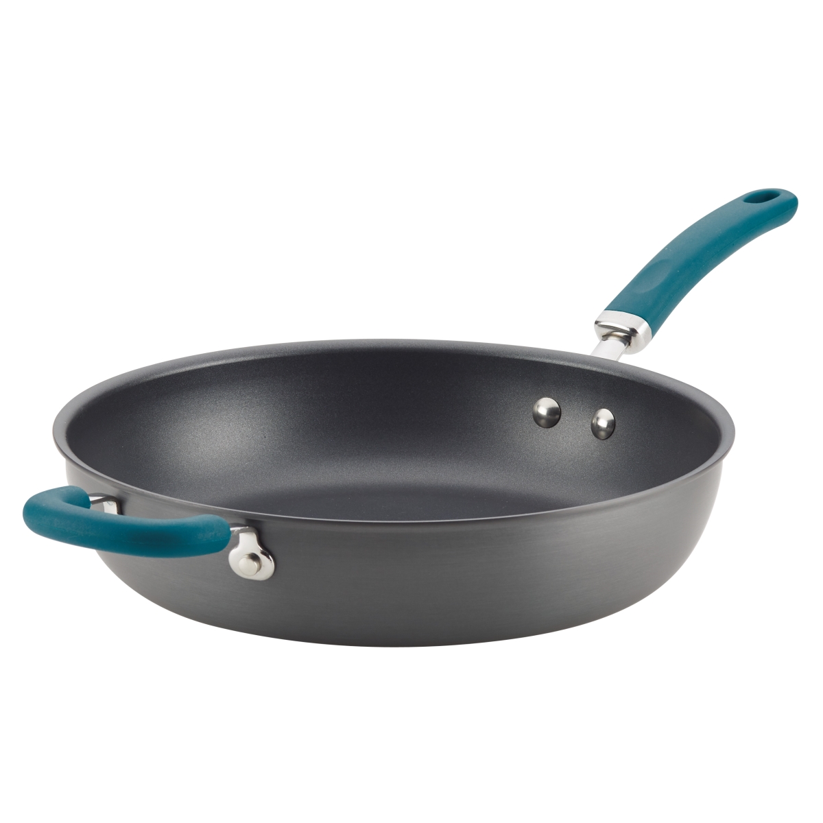 Rachael Ray 81130 Create Delicious Hard-Anodized Aluminum Nonstick Deep Skillet, 12.5 in. - Teal Handle