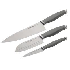 Rachael Ray 47755 Cutlery Japanese Stainless Steel Chef Knife Set - Gray, 3 Piece