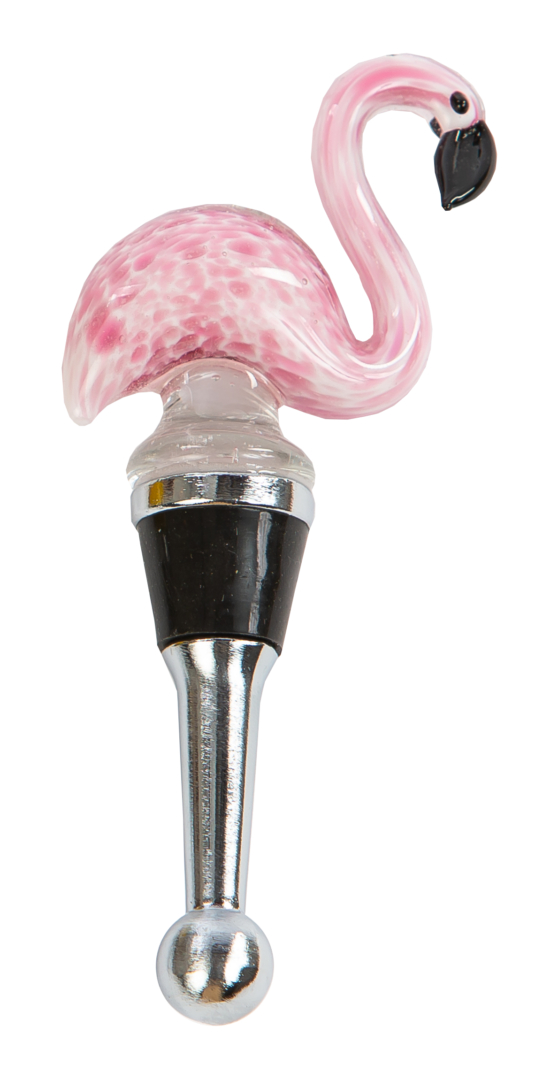 Picnic Plus PSA-380FL Handmade Glass Bottle Stoppers, Pink - Flamingo