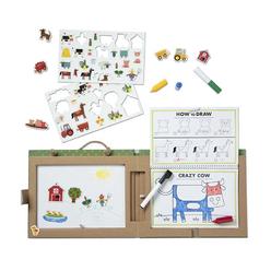 Melissa & Doug Natural Play: Play, Draw, Create Reusable Drawing & Magnet Kit – Farm (38 Magnets, 5 Dry-Erase Markers)