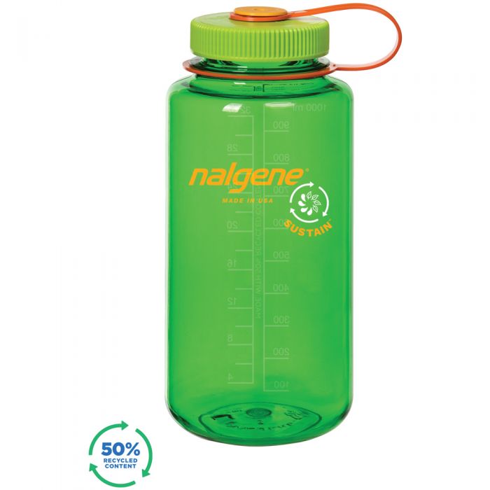 NALGENE 342712 Wide Mouth Sustain Bottle, Glow Green