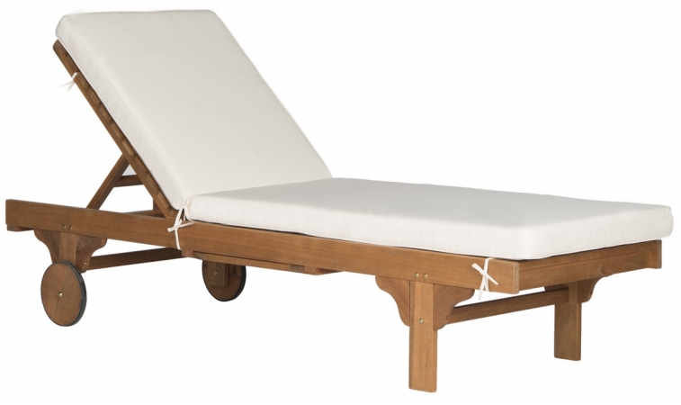 Safavieh PAT7022C Newport Lounge Accent Chair- Teak Brown & Beige - 14.2 x 78.7 x 27.6 in.