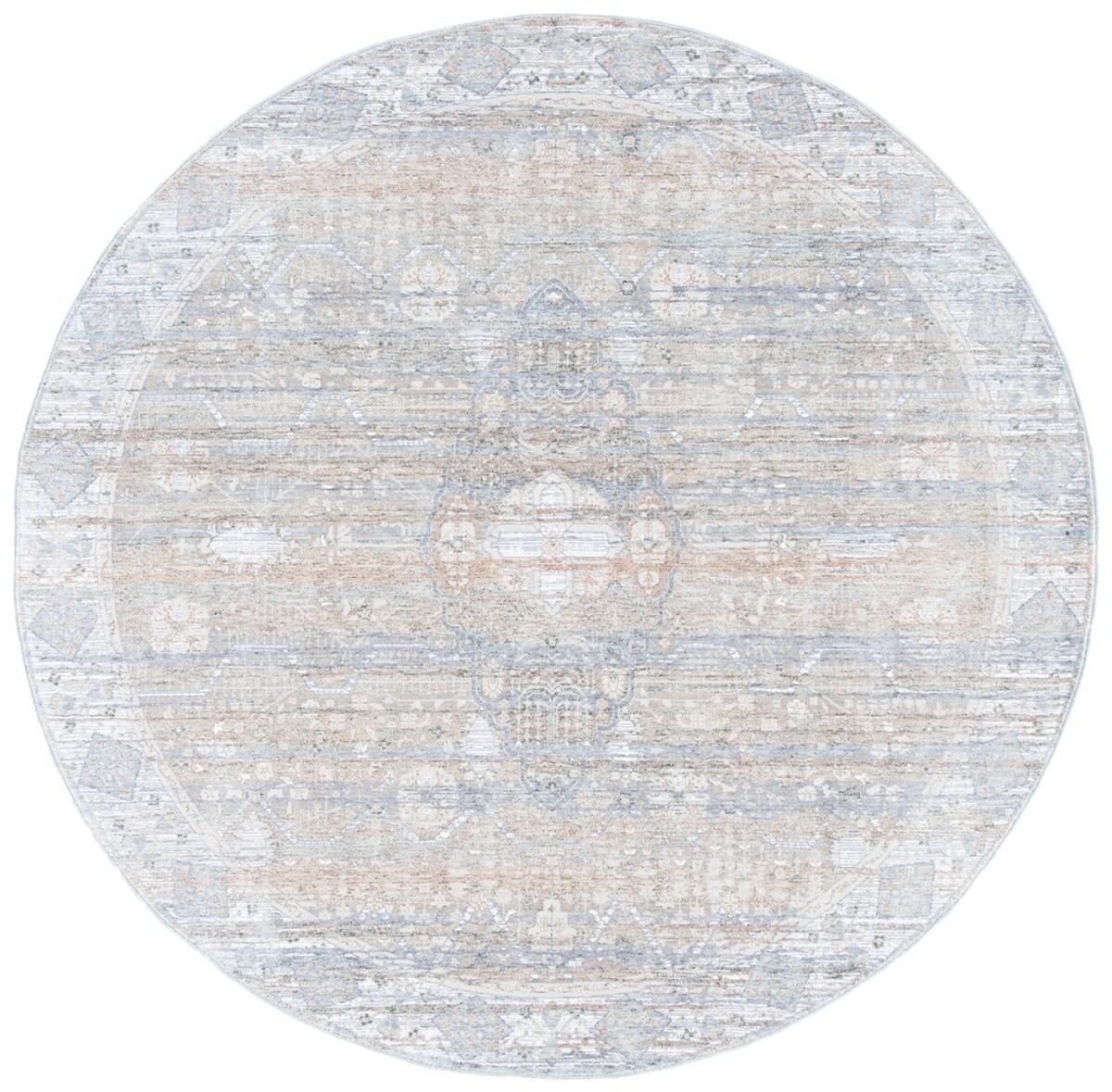 Safavieh WBS328G-7R 6 ft. 7 in. x 6 ft. 7 in. Webster 300 Power Loomed Round Area Rug&#44; Grey & Beige