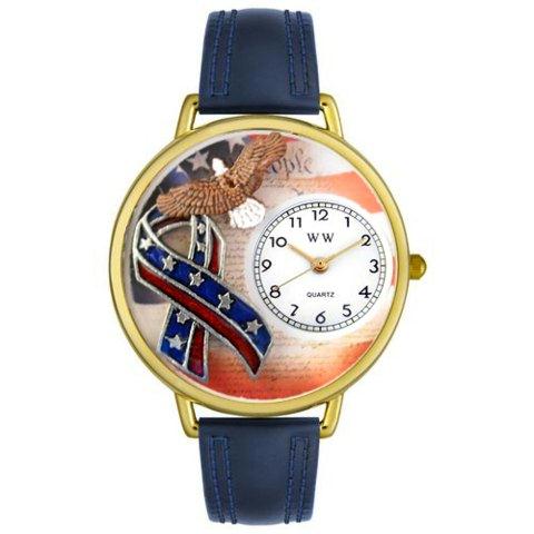 Whimsical Gifts G-1220035 Whimsical Unisex American Patriotic Navy Blue Leather Watch
