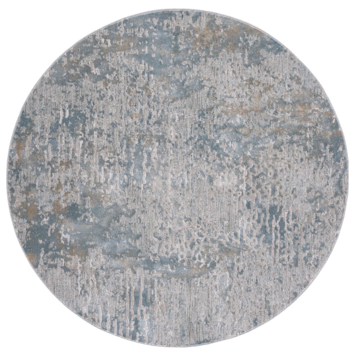 Safavieh VAL533J-6R 6 ft.-4 in. x 6 ft.-4 in. Valencia Contemporary Round Power Loomed Rug&#44; Light Grey & Blue