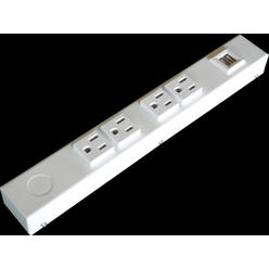 X1 HRU104VW 12 in. 4 TR Outlet Hardwired Power Strip, USB, White