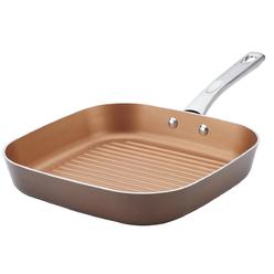 Ayesha Curry 10762 Porcelain Enamel Nonstick Square Grill Pan, 11.25 in. - Brown Sugar