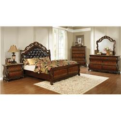 Cioaster Co of America Coaster Exeter Queen Tufted Upholstered Sleigh Bed Dark Burl