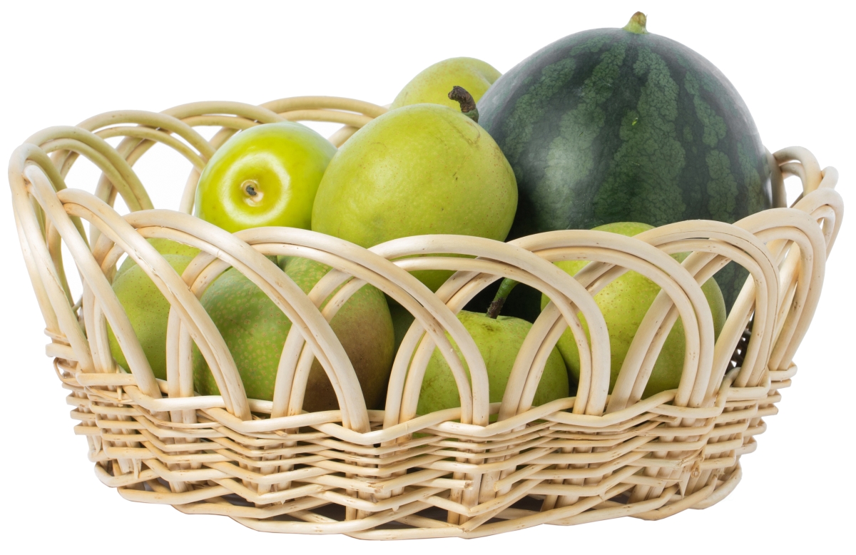 Vintiquewise QI003819.L 16 x 6.25 in. Decorative Round Fruit Bowl Bread Basket Serving Tray, Beige - Large