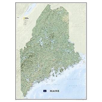 National Geographic 603317 Maine Paper Wall Map