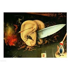 Posterazzi BALXIR216640 The Garden of Earthly Delights Hell Right Wing of Triptych Detail of Ears with A Knife C.1500 Print by Hieronymus -