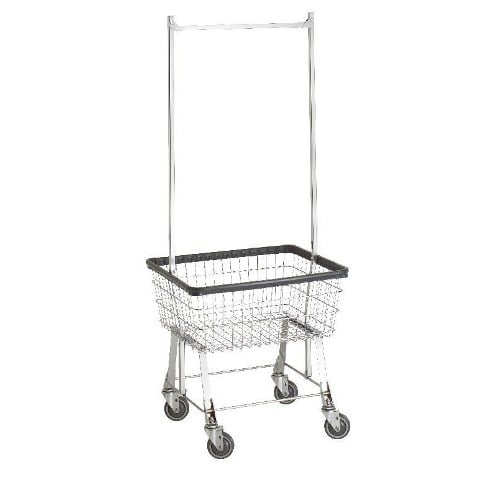 R&B Wire Products R&B Wire 96B58 Light-Duty Wire Frame Metal Laundry Cart with Double Pole Rack - Chrome